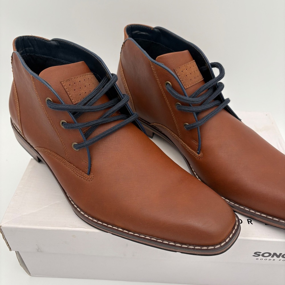 SONOMA Mens Brown Faux Leather Chukka Boots Lace Up Ankle Boots Size 13 - Picture 2 of 5